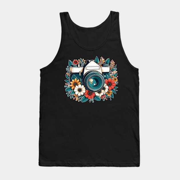 Floral Camera Tank Top by InfiniteZone